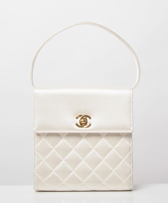 Chanel Yellow Quilted Satin Vintage Mini Flap Bag