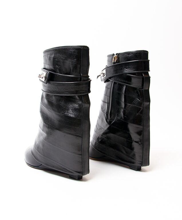 Givenchy Shark Lock Eelskin Calfskin Leather Boots in Black