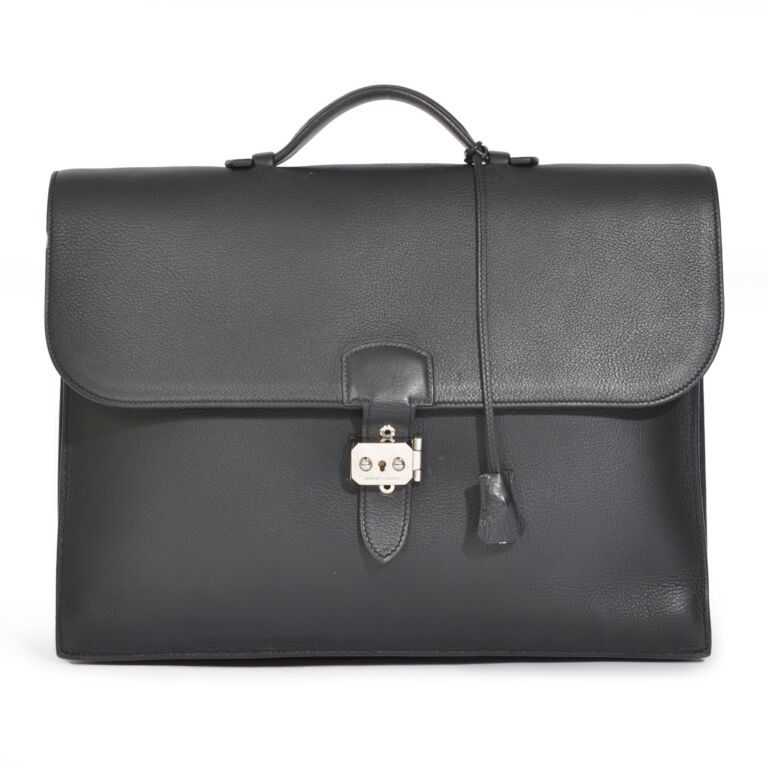 HERMES Veau Togo Sac a Depeche 41 Serviette Briefcase Black 48980