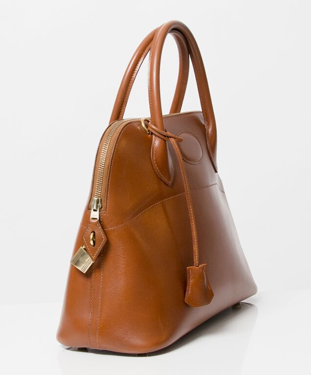 Herm s Bolide 31 Cognac Box Calf Tote Bag Labellov Buy and