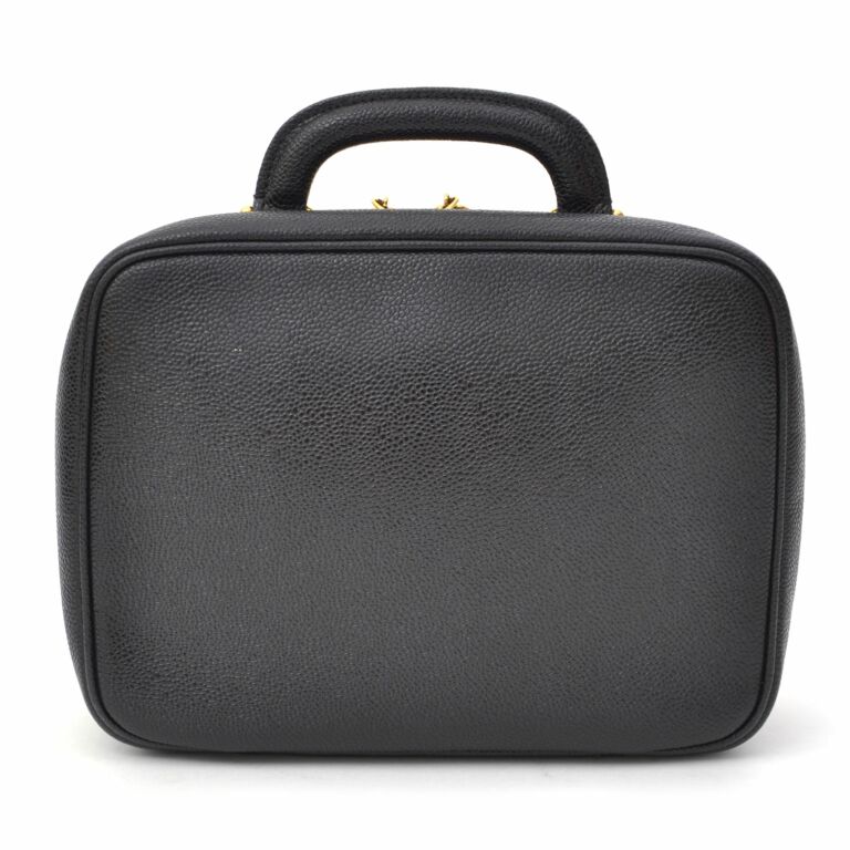 【CHANEL】Vintage black cavier vanity case★ショルダーバッグ Chanel Vintage Black Caviar CC Timeless Vanity Case Gold