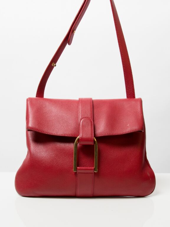 Delvaux red cross body bag with gold hardware Labellov Buy and Sell Authentic Luxury