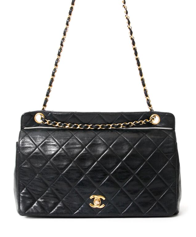 VintageChanel Black Flap Bag Labellov Buy and Sell Authentic
