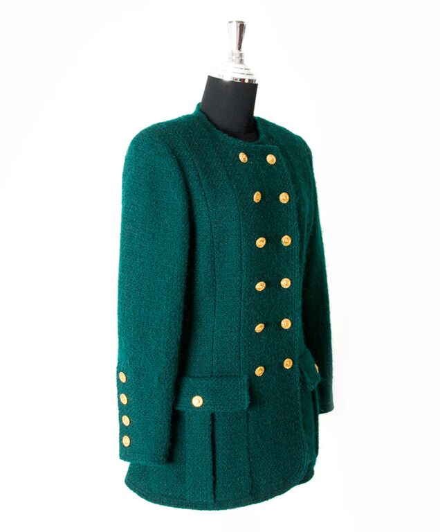 Chanel Double Breasted Green Jacket Labellov Buy and Sell