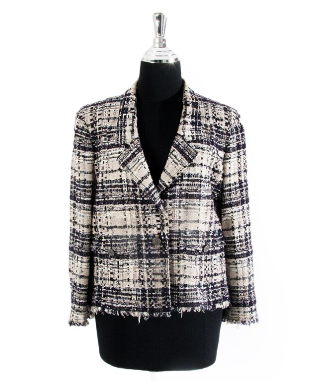 Chanel 22K Black Check Tweed Jacket - FR38 Labellov Buy and Sell Authentic  Luxury