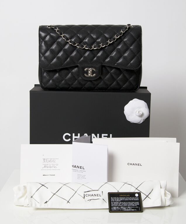 OFV 20210526 Vintage Chanel black lamb 2.55 double flap chain