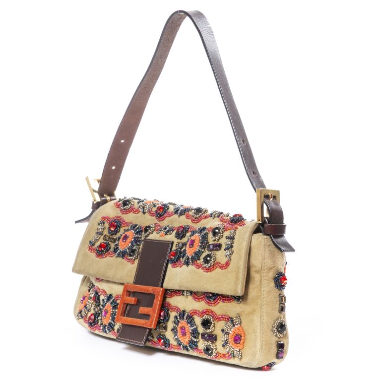 【関税＆送料込み】Fendi Nvo-Baguette Bag FENDI Canvas Vitello Seta FF Embroidered Chinese Valentines