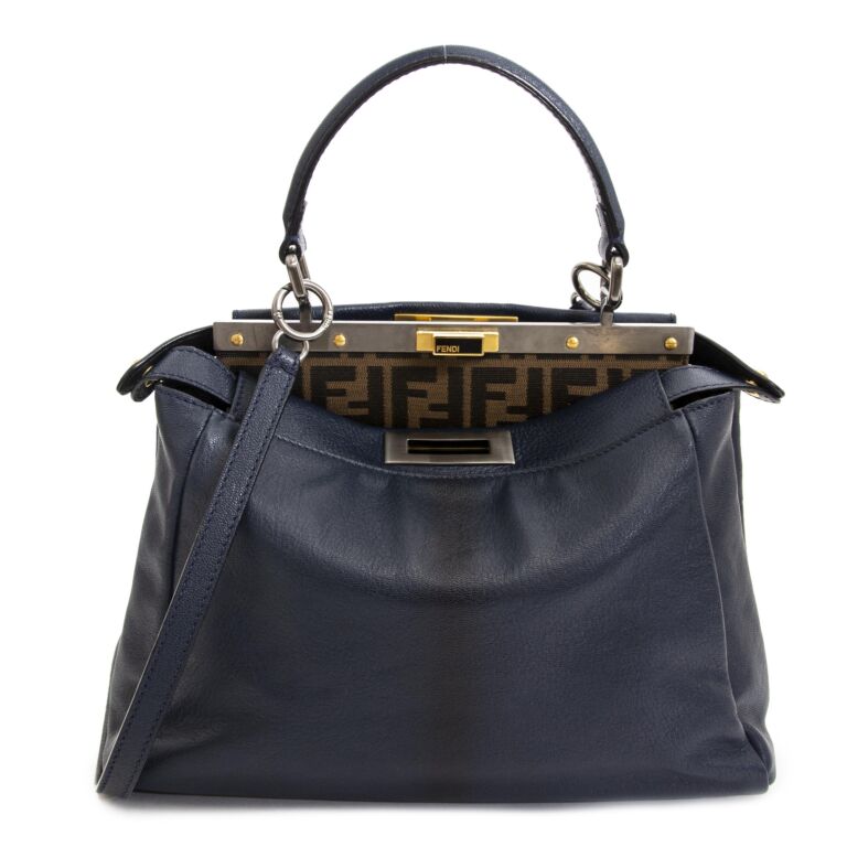 Fendi Dark Blue Ombre Peekaboo Shoulder Bag Strap Labellov Buy and Sell Authentic Luxury