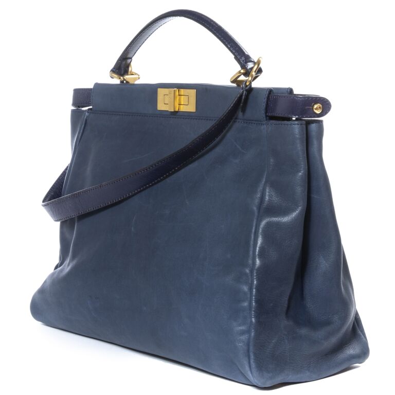 【関税＆送料込み】Fendi Nvo - Peekaboo Bag Fendi Peekaboo Blue Large Bag + Strap ○ Labellov ○ Buy and