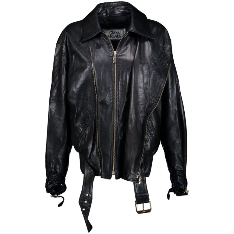 Gianni Versace Black Leather Jacket - SIZE TU Labellov Buy and Sell ...
