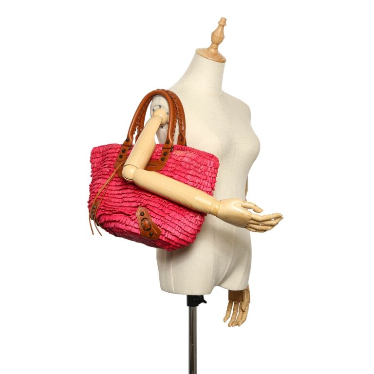 ハンドバッグ Balenciaga Fuchsia Raffia Small Le Cagole Panier Handbag Balenciaga Small Le Cagole Panier Tote Bag | Pink | FARFETCH