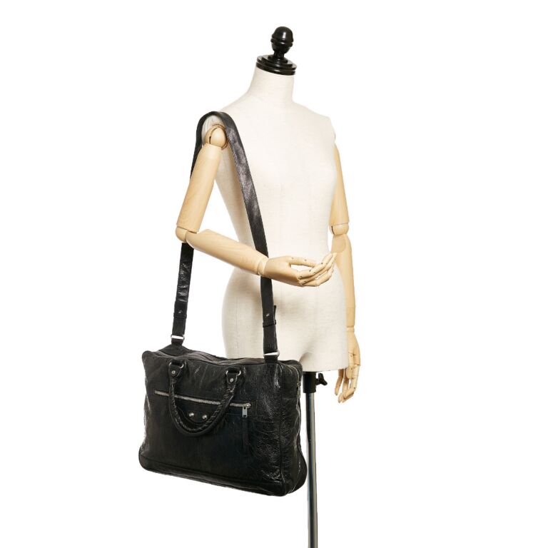 Balenciaga Black Classic Mini Folder Document Bag + Strap