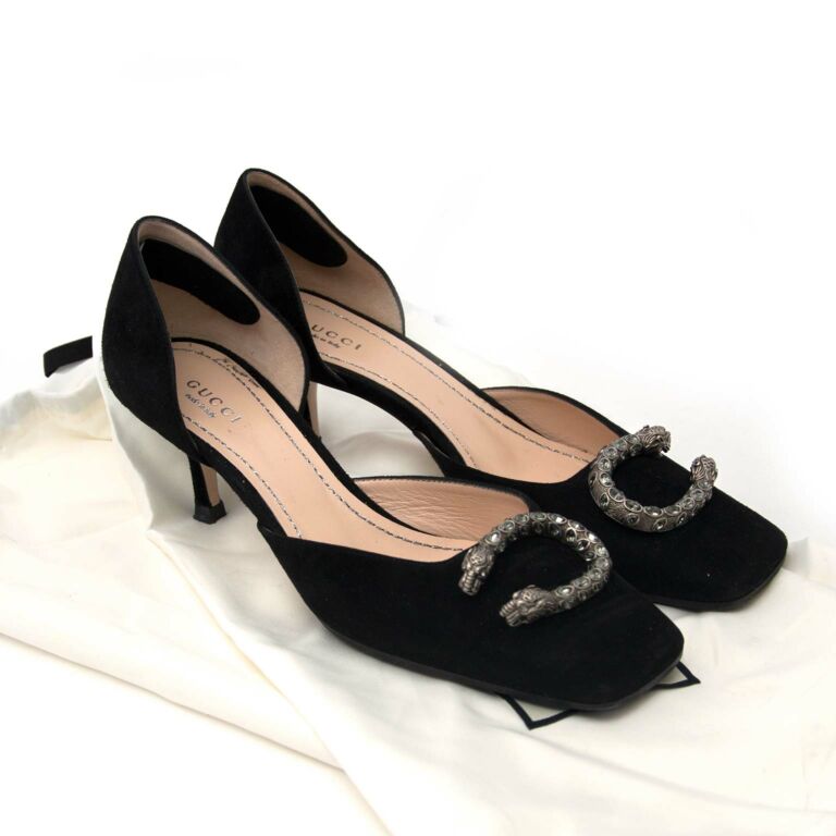 Women's LOUIS VUITTON Black Suede Silver Logo Kitten Heels
