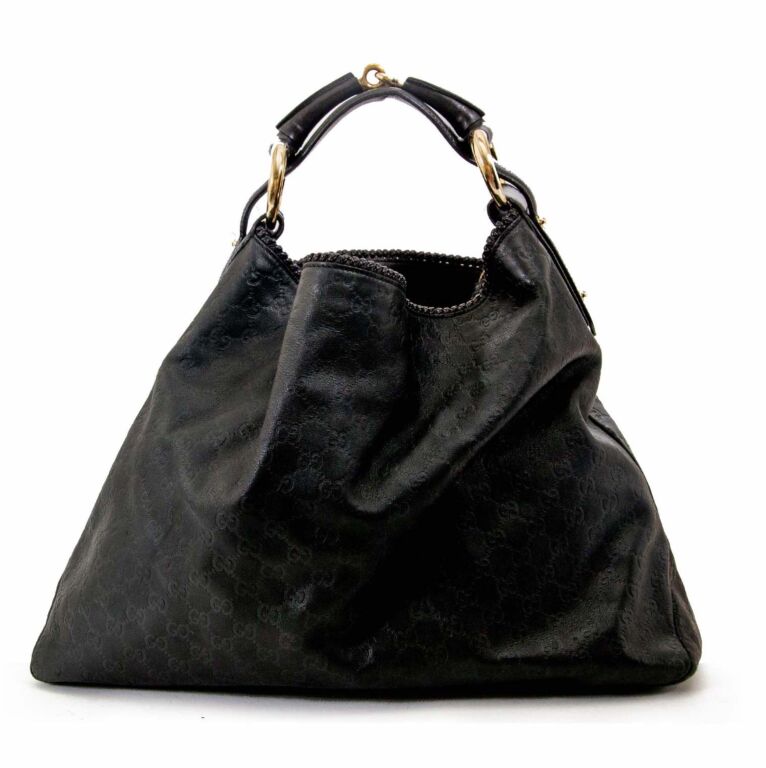 Gucci Black Leather Large Horsebit Hobo Bag ○ Labellov ○ Buy and Sell Authentic Luxury