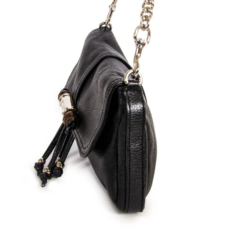 Gucci Black Leather Croisette Bamboo Evening Bag - - Depop