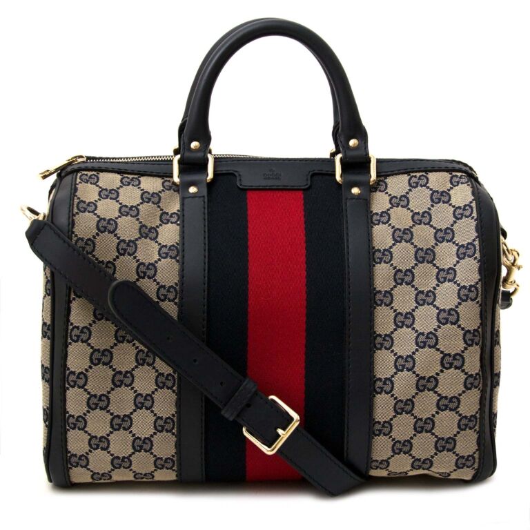 Gucci GG Web Boston Bag with Red and Green Stripe - A World Of Goods For  You, LLC