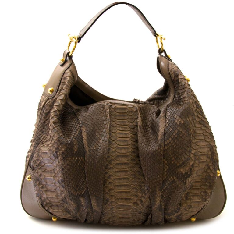 Gucci Python Jockey Large Taupe Hobo Bag Labellov Buy and Sell ...