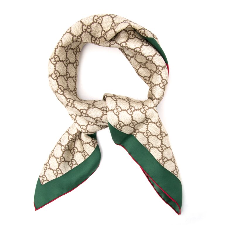 Gucci Red Green Monogram Scarf Labellov Buy and Sell Authentic Luxury