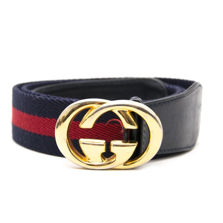 Gucci Web belt Blue Red GG buckle Labellov Buy and Sell Authentic Luxury