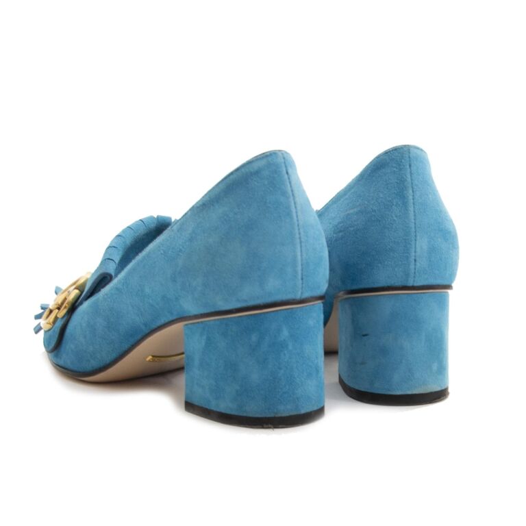 Gucci Marmont Suede Turquoise Pumps - size 37 ○ Labellov ○ Buy