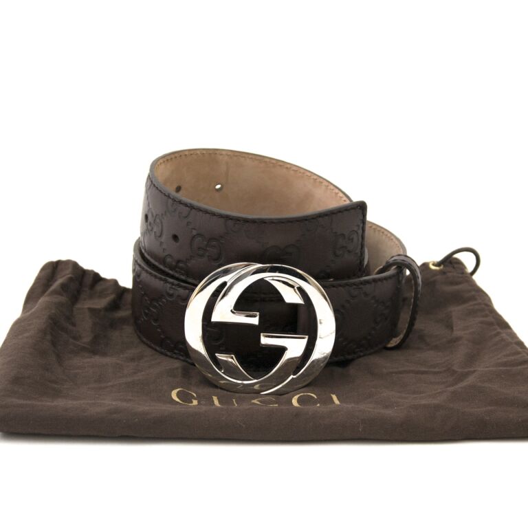 Gucci leather top logo belt