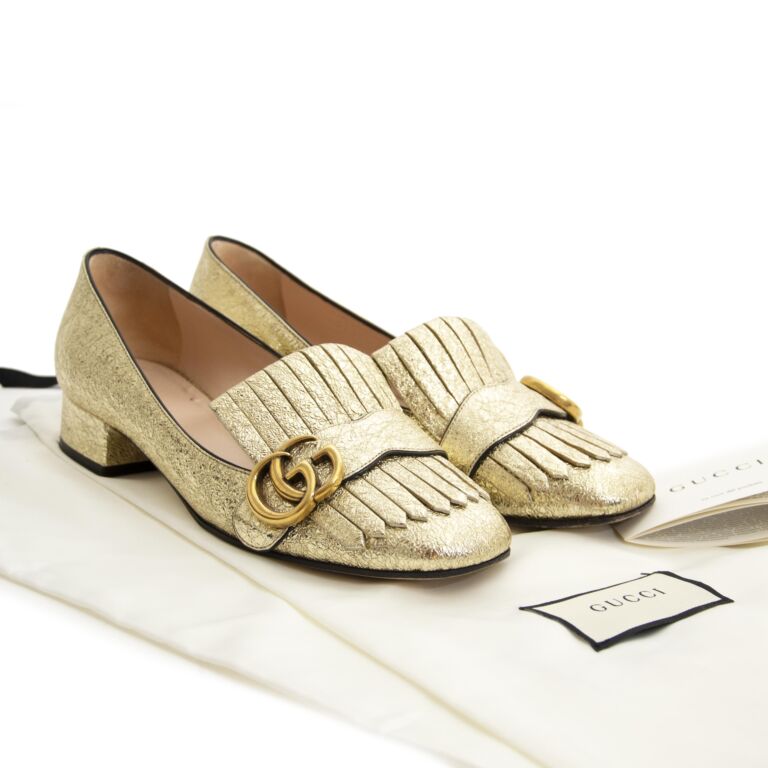 Gucci marmont gold best sale shoes