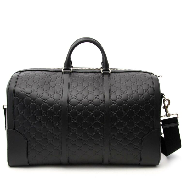 Gucci signature leather duffle sales