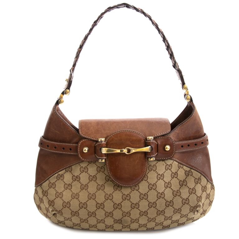 GUCCI-Horsebit-Sherry-GG-Canvas-Leather-Shoulder-Bag-Brown-137386 –  dct-ep_vintage luxury Store