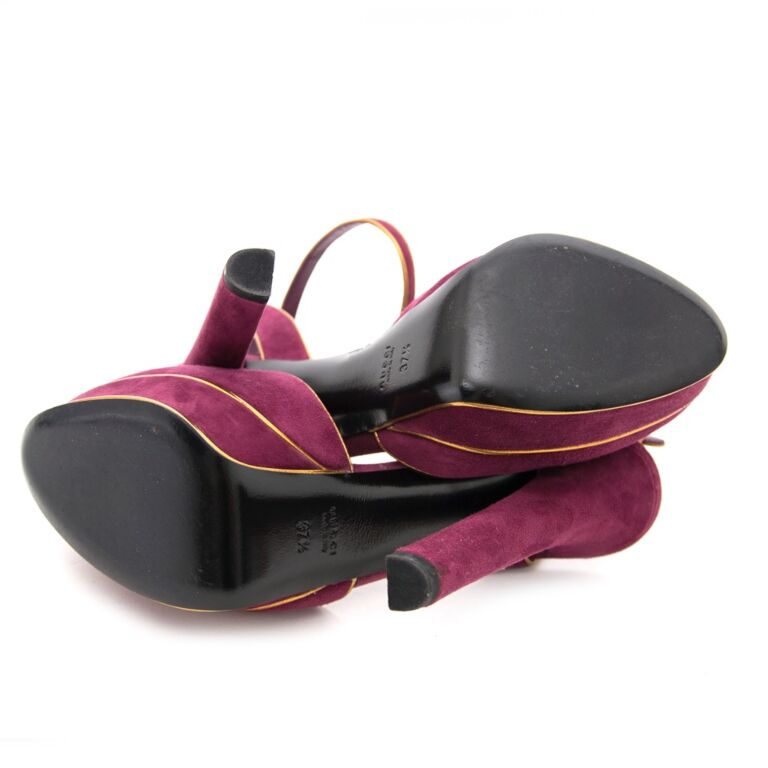 Gucci Purple Huston Mary Jane Platform Suede Pumps Labellov