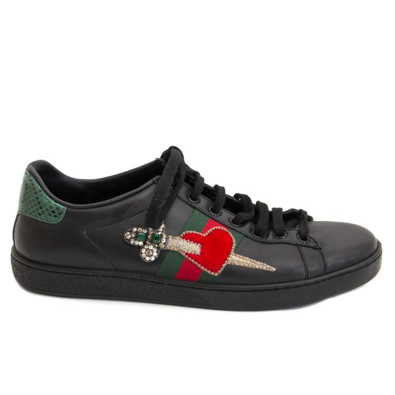 Gucci Black Ace Embroidered Sneaker - Size 38,5 ○ Labellov ○ Buy Sell Luxury
