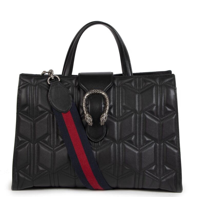 Gucci Black Dionysus Top Handle Bag Web Strap Labellov Buy and Sell Authentic Luxury