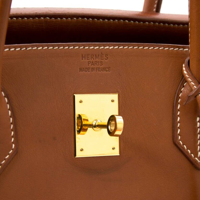 1989 Hermes Birkin 40 Natural Fauve Barenia leather with Gold Hardware  Circle S - Body Logic