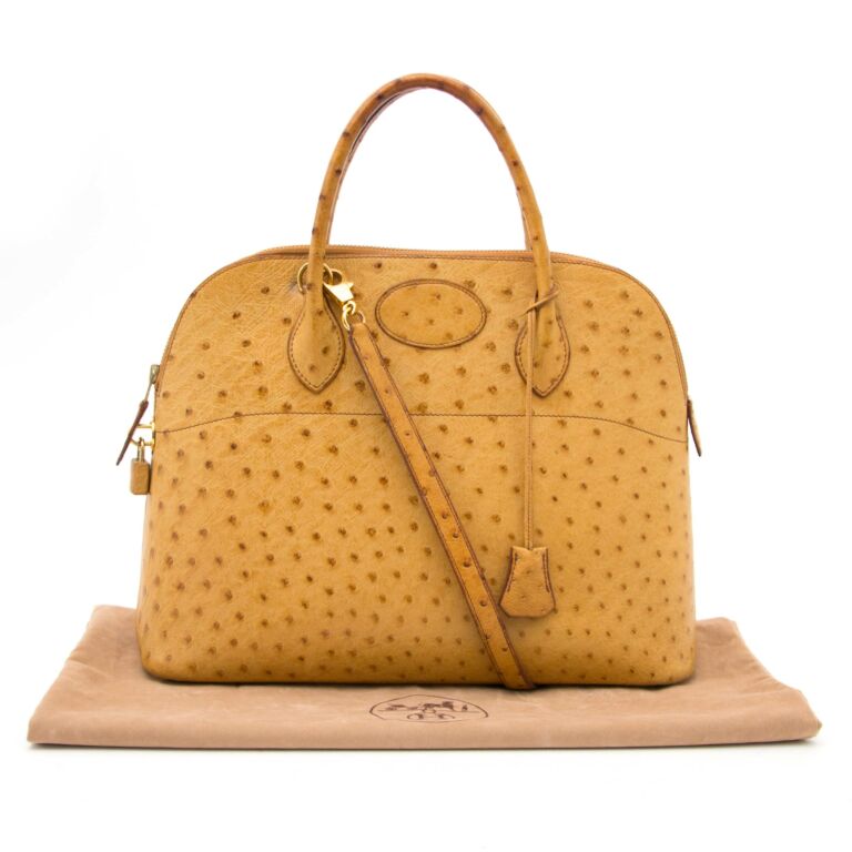 Hermès Bolide Cognac Ostrich Bag ○ Labellov ○ Buy and Sell