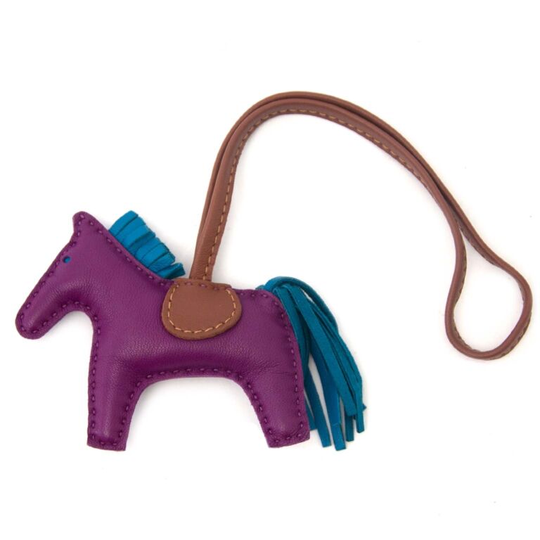 Hermes Bag Charm Rodeo Horse Milo PM Anemone/Bleu Izmir/Fauve in