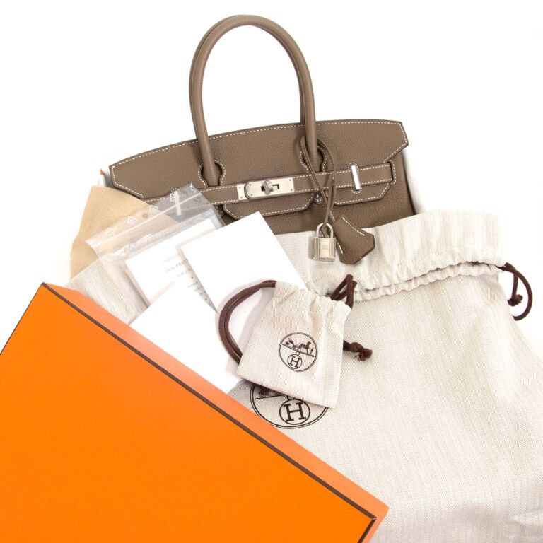 New !! Hermes Birkin 30 Etoupe with PHW Full set