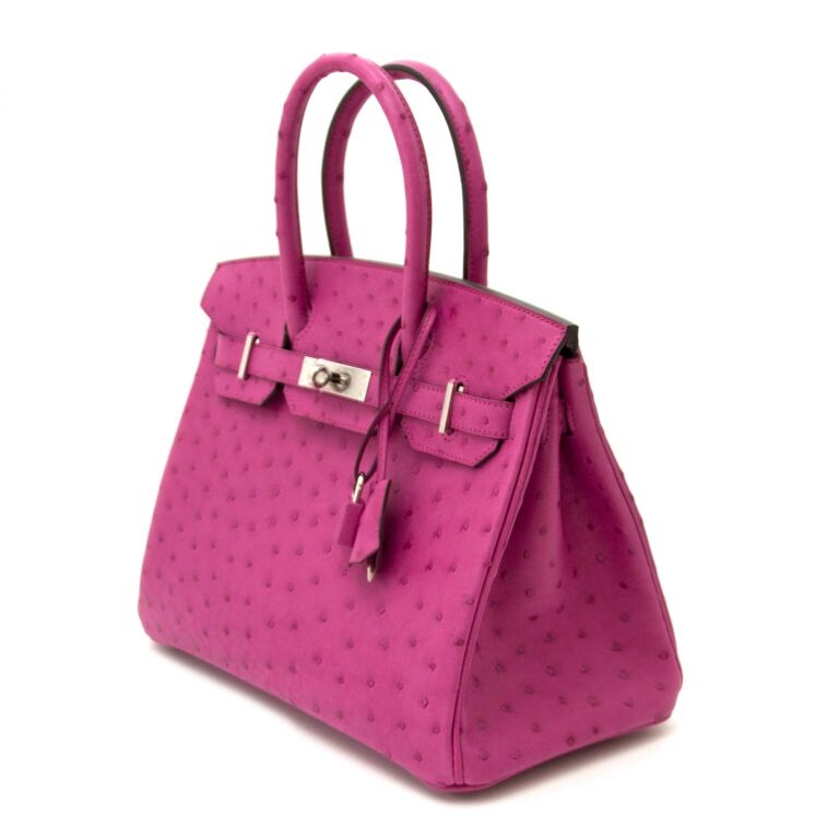 Hermes Birkin 30 Violet Ostrich Top Handle Bag