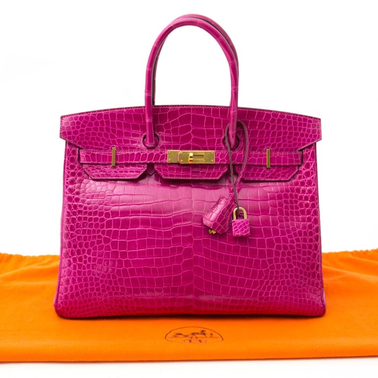 Hermès Birkin 35cm Rose Sheherazade Crocodile Porosus GHW ○ Labellov ○ Buy  and Sell Authentic Luxury