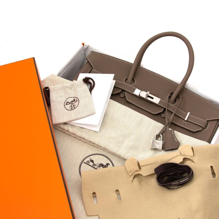 New !! Hermes Birkin 30 Etoupe with PHW Full set