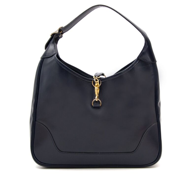 Hermes, Bags, Hermes Trim Blue Leather Hobo Bag