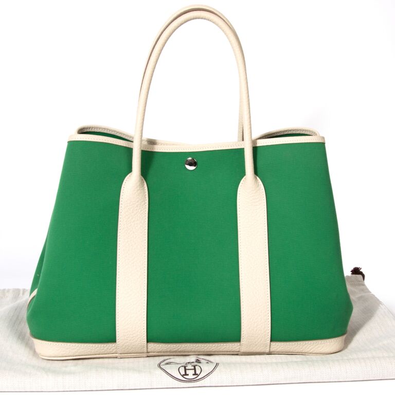 Hermes Garden Party TPM Canvas Leather Green Tote Bag For Sale at 1stDibs  hermes  garden party green, hermes garden party with strap, garden party hermes