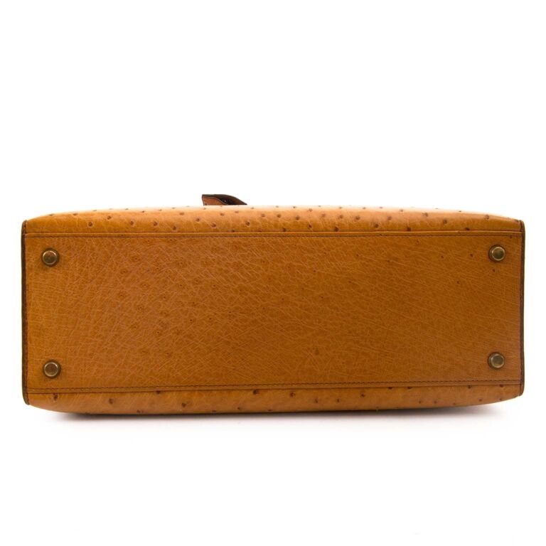 Hermès - Hermès Kelly to Go Ostrich Leather Long Wallet Shoulder Bag-Lime Gold Hardware