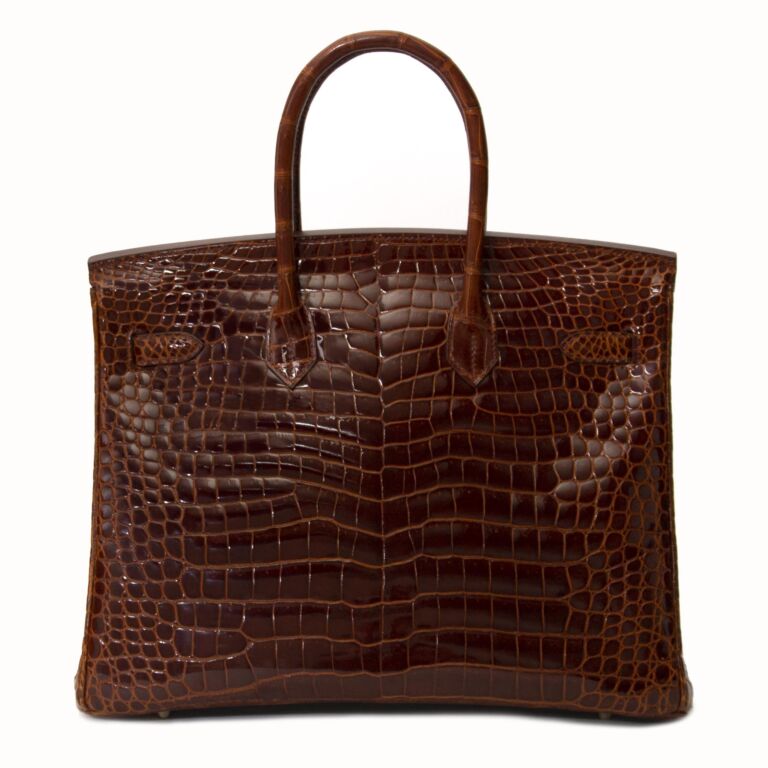 Hermes Birkin 35 Crocodile Porosus Havane GHW Labellov Buy and Sell Authentic Luxury