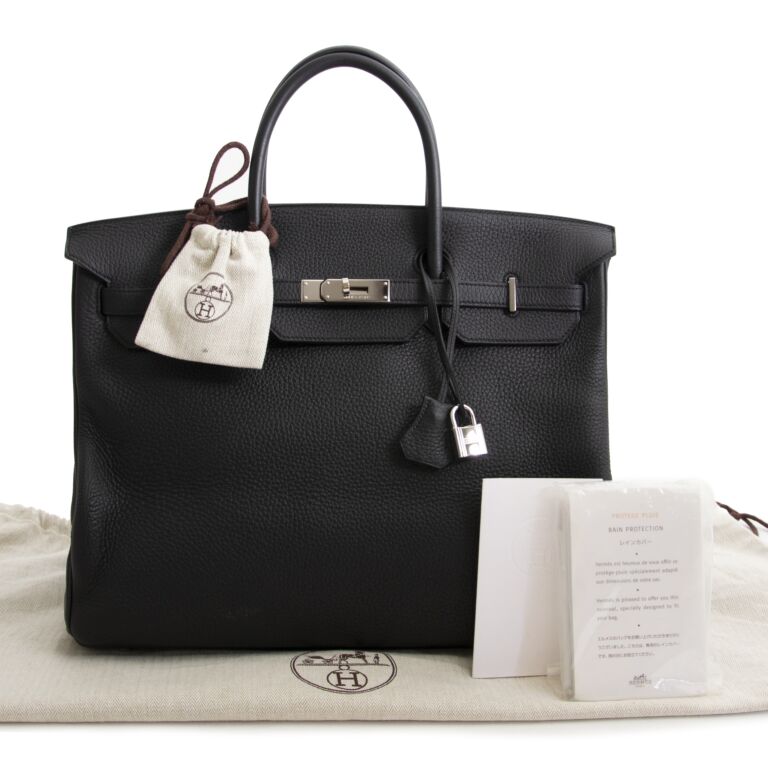 Hermes Birkin 40cm Black Clemence Taurillon PHW Labellov Buy and Sell Authentic Luxury