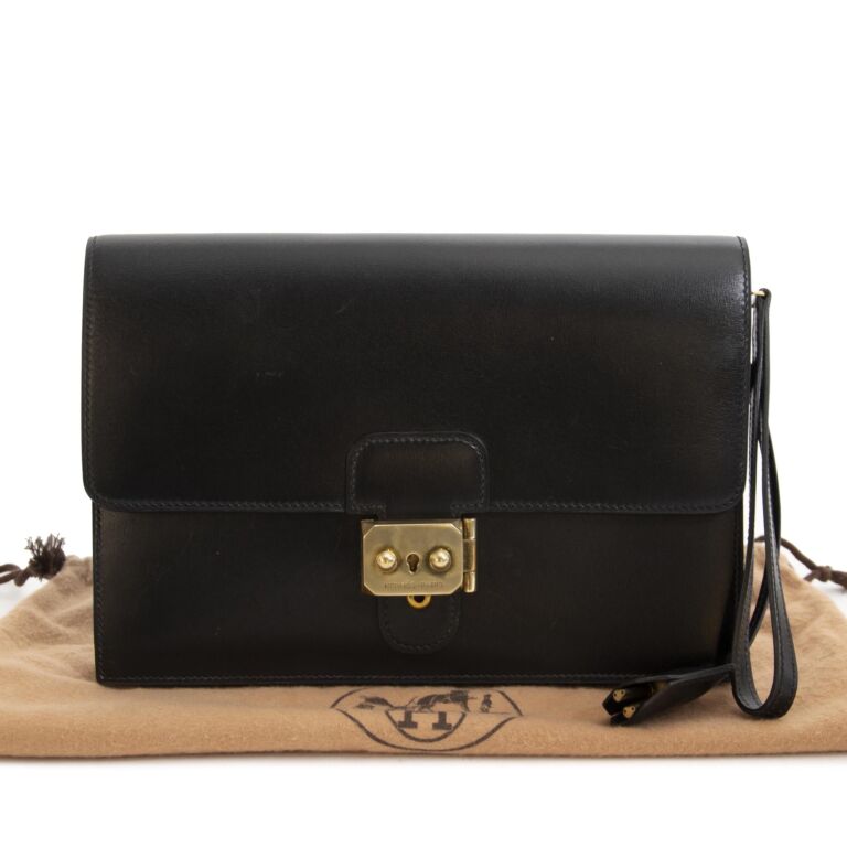 Hermes Black Box Calf Men s Pochette Jet Labellov Buy and