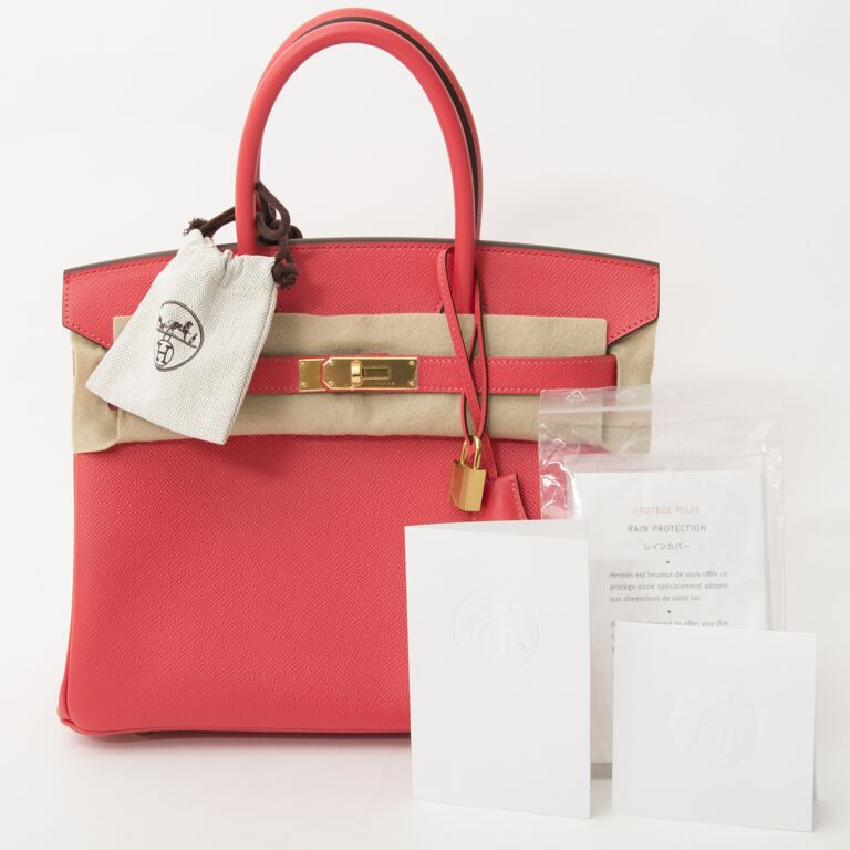 Hermes Birkin 30 Rose Jaipur Bag Epsom Leather Gold Hardware