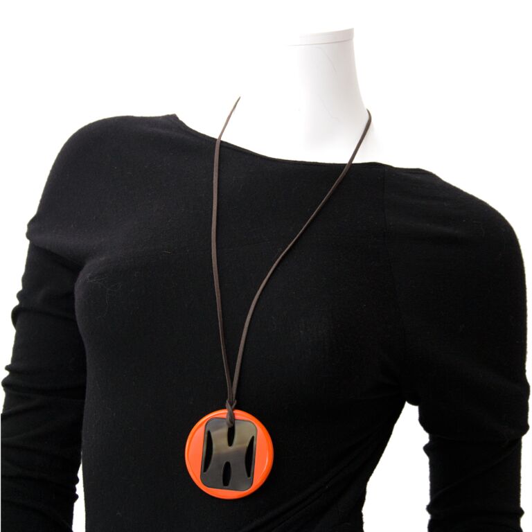 Hermes Brown Buffalo Horn Lena Necklace | Yoogi's Closet