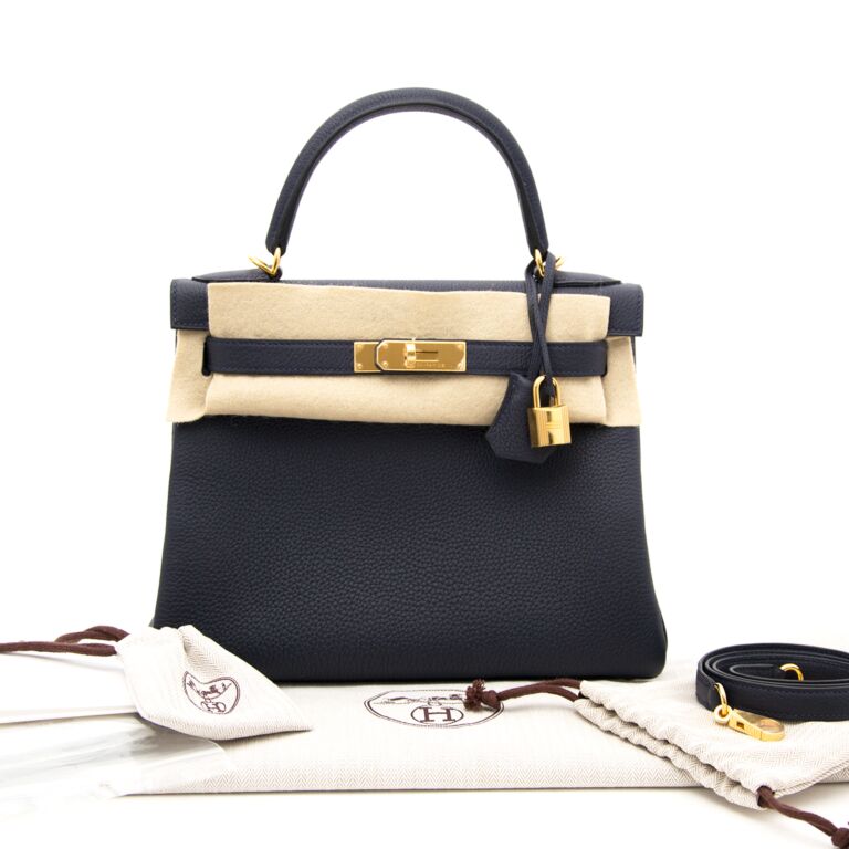 Hermes Kelly Retourne 28 Togo Bleu France Gold Hardware | Hermes Bags