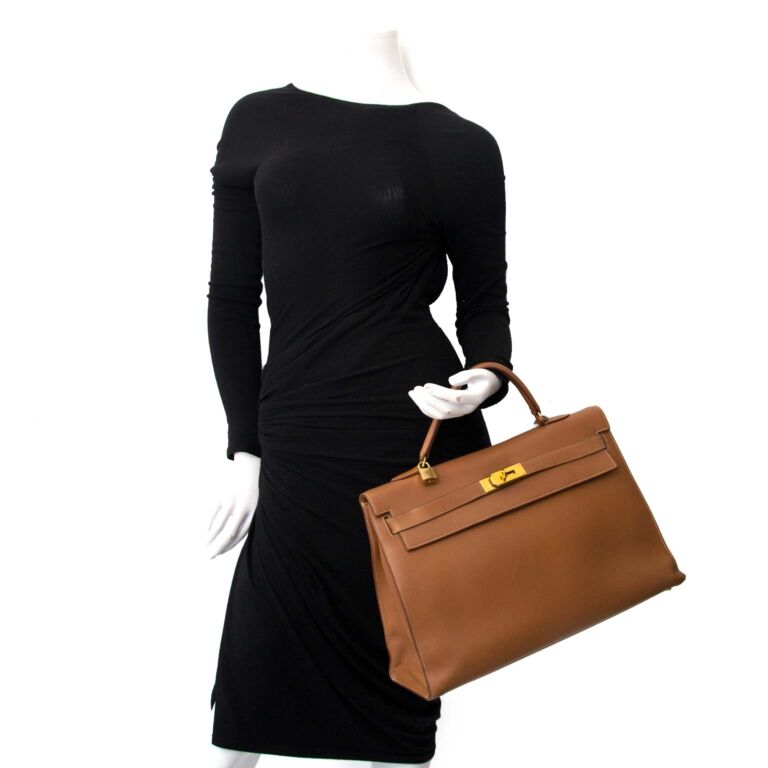 Hermes Kelly 40 Retourne Courchevel Gold Brown GHW