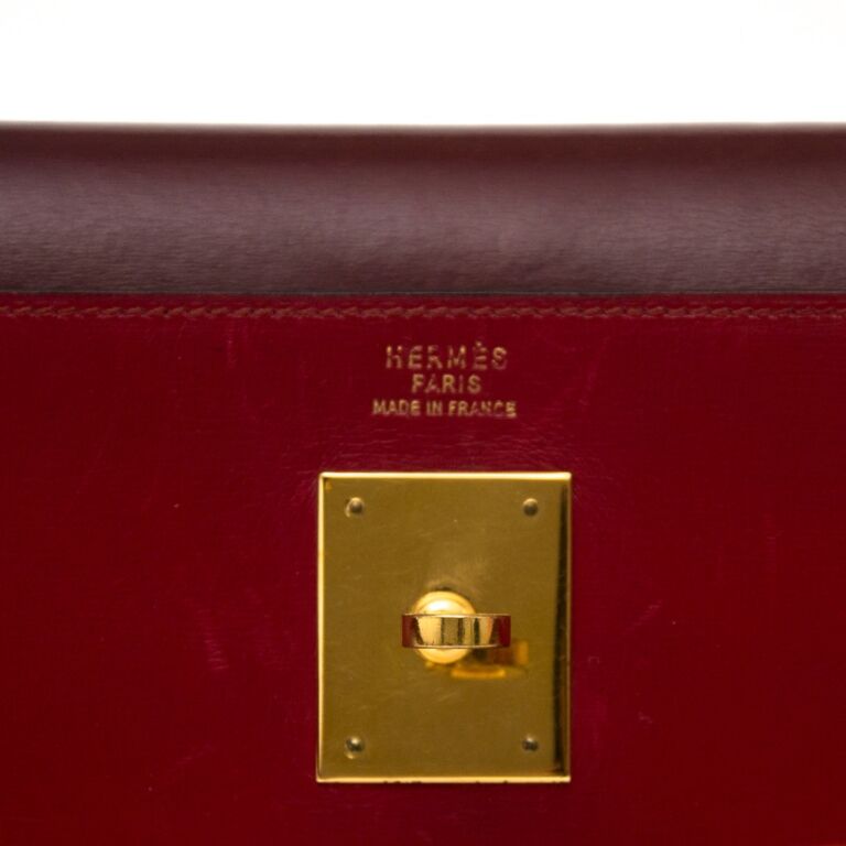 Hermès Bordeaux Dark Red Burgundy Box Calf Kelly 32 S331h47