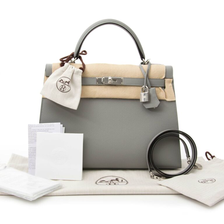 HERMES KELLY SELLIER 25 GRIS MOUETTE EPSOM